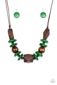 "Paparazzi" Pacific Paradise -Green Wood Necklace