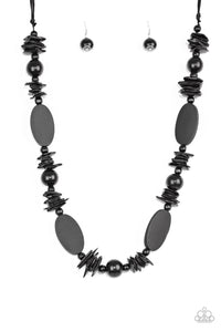 "Paparazzi" Carefree Cococay- Black Wood Necklace