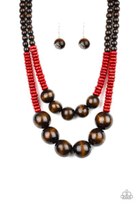 "Paparazzi" Cancun Cast Away -Red Wood Necklace