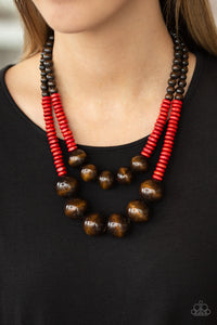 "Paparazzi" Cancun Cast Away -Red Wood Necklace