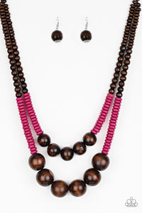 "Paparazzi" Cancun Cast Away -Pink Wood Necklace