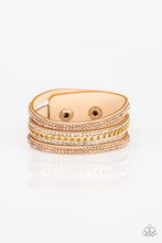 Load image into Gallery viewer, &quot;Paparazzi&quot; Rollin In Rhinestones - Gold Urban Bracelet
