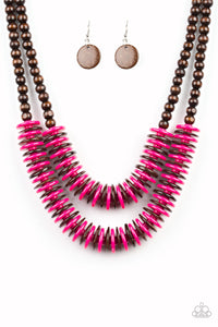 "Paparazzi" Dominican Disco- Pink wood Neckalce