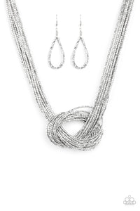 "Pararazzi" Knotted Knockout- Silver Necklace