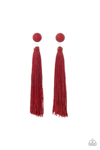 "Paparazzi"  Tightrope Tassel - Red Post Earring