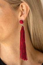 Load image into Gallery viewer, &quot;Paparazzi&quot;  Tightrope Tassel - Red Post Earring
