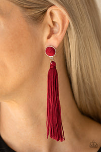 "Paparazzi"  Tightrope Tassel - Red Post Earring