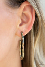 Load image into Gallery viewer, &quot;Paparazzi&quot; Globetrotting Glitter -Brass Hoop Earring
