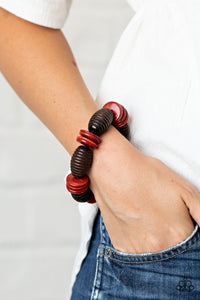 "Paparazzi" Caribbean Castaway -Red Wood Bracelet