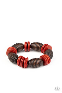 "Paparazzi" Caribbean Castaway -Red Wood Bracelet