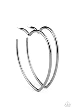 Load image into Gallery viewer, &quot;Paparazzi&quot; Heartbreaker Hustle- Black Hoop Earring
