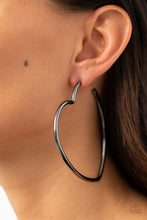 Load image into Gallery viewer, &quot;Paparazzi&quot; Heartbreaker Hustle- Black Hoop Earring
